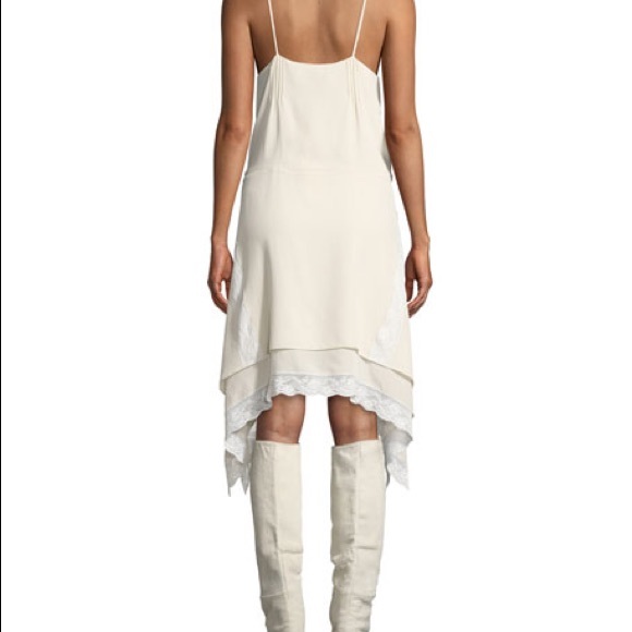 Gift V-Neck Lace Trim Handkerchief Dress - Picture 2 of 4